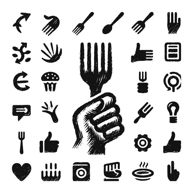 Icono de la horquilla de la mano