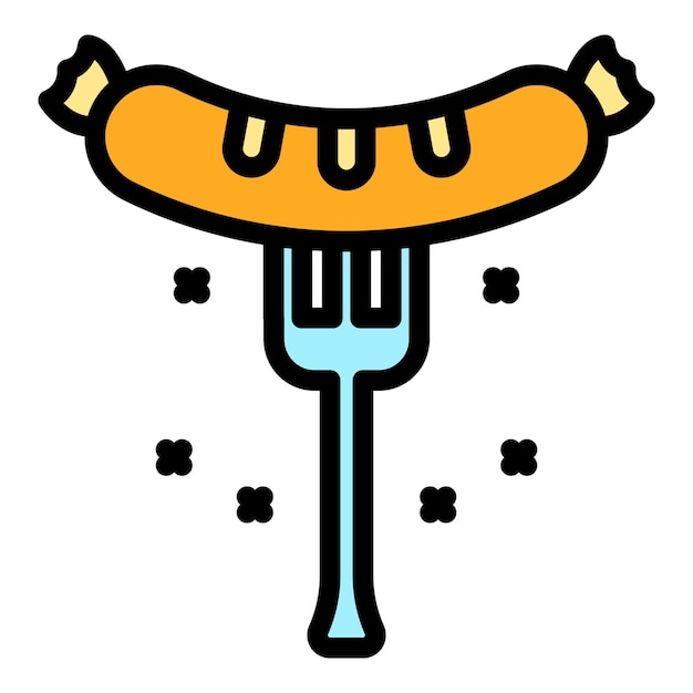 Icono de horquilla de salchichas para el hogar icono vectorial de horquila de salchicha para el hogar color de línea delgada plano sobre blanco