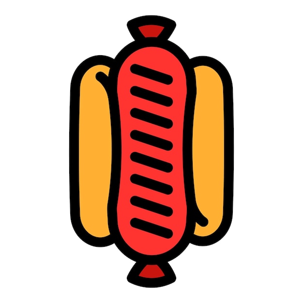 Icono de hot dog a la parrilla Contorno de icono de vector de hot dog a la parrilla para diseño web aislado sobre fondo blanco
