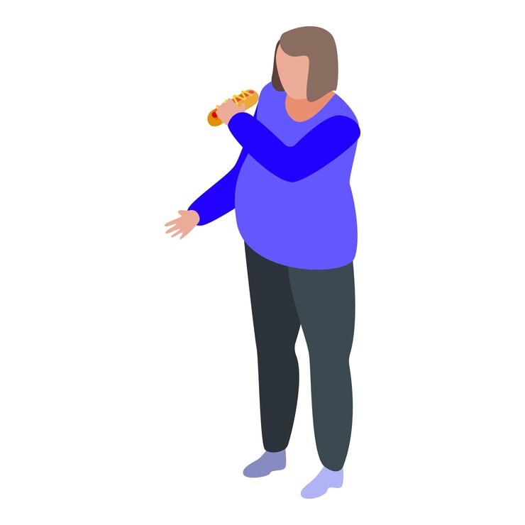 Vector icono de hotdog de mujer gula isométrica de icono de vector de hotdog de mujer gula para diseño web aislado sobre fondo blanco