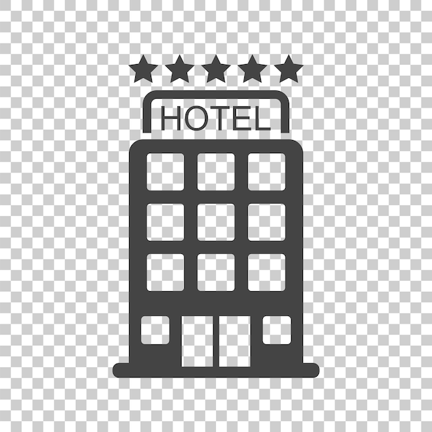 Vector Ícono de hotel en un fondo aislado pictograma plano simple para el marketing empresarial concepto de internet símbolo vectorial moderno de moda para el diseño de sitios web o aplicaciones móviles