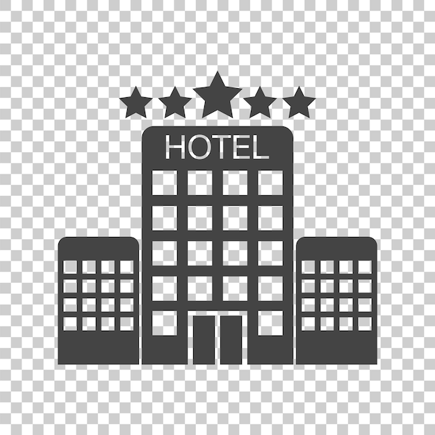 Vector Ícono de hotel en un fondo aislado pictograma plano simple para el marketing empresarial concepto de internet símbolo vectorial moderno de moda para el diseño de sitios web o aplicaciones móviles