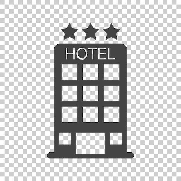 Ícono de hotel en un fondo aislado Pictograma plano simple para el marketing empresarial concepto de internet Símbolo vectorial moderno de moda para el diseño de sitios web o aplicaciones móviles