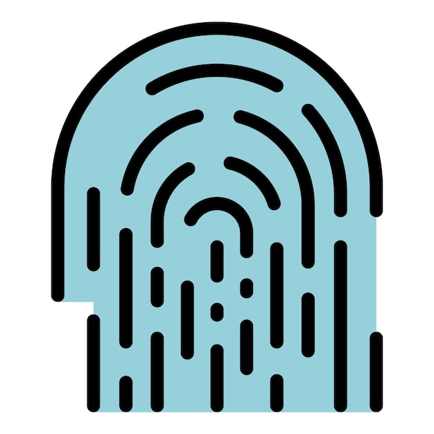 Icono de huella digital Contorno icono de vector de huella digital color plano aislado