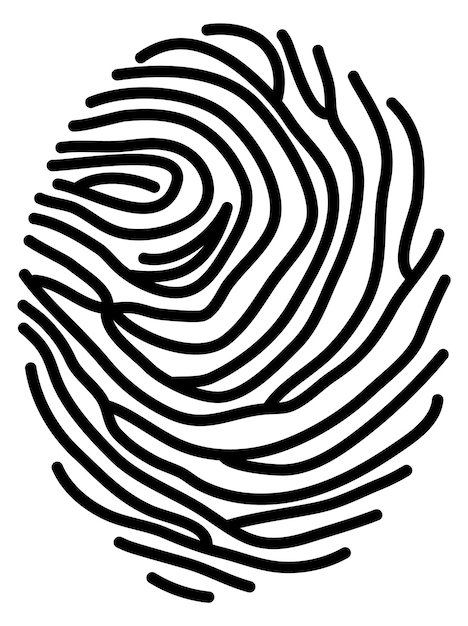Icono de huella digital humana Símbolo de identidad negro Signo de privacidad