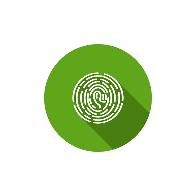 Icono de huella digital en la ilustración de vector de estilo de color plano
