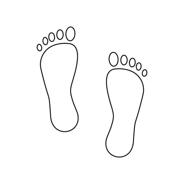Ícono de huellas humanas Contorno de pies descalzos Forma simple del pie Símbolo de huella vectorial