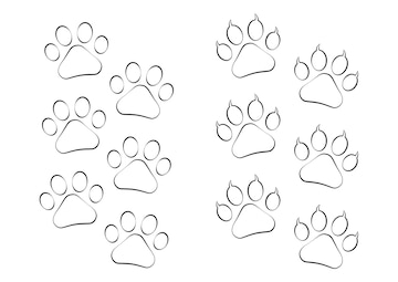Icono de huellas de perros y gatos en blanco y negro página para colorear