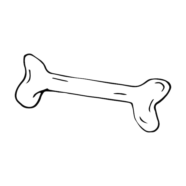 Icono de hueso Doodle aislado en fondo blanco vector dibujado a mano