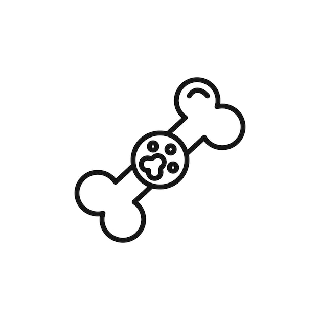 Icono de hueso de perro 2 colección de contorno en negro y sobre fondo blanco