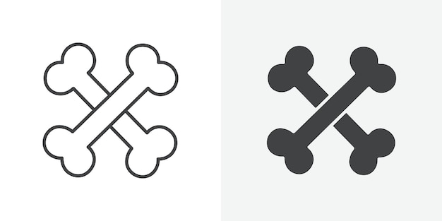 Ícono de huesos Signo vectorial de contorno
