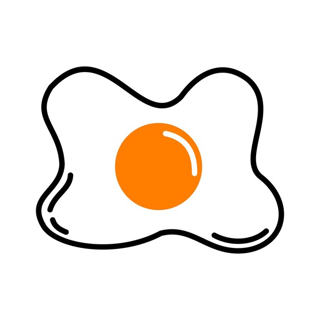 icono de huevo frito en fondo blanco concepto de comida de desayuno ilustración vectorial de huevo de lado soleado