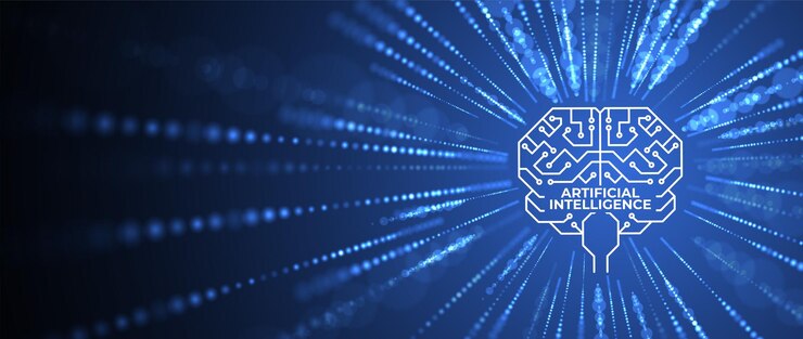 Icono de IA de inteligencia artificial con fondo tecnológico Amplificador futurista Icono de IA de fondo digital