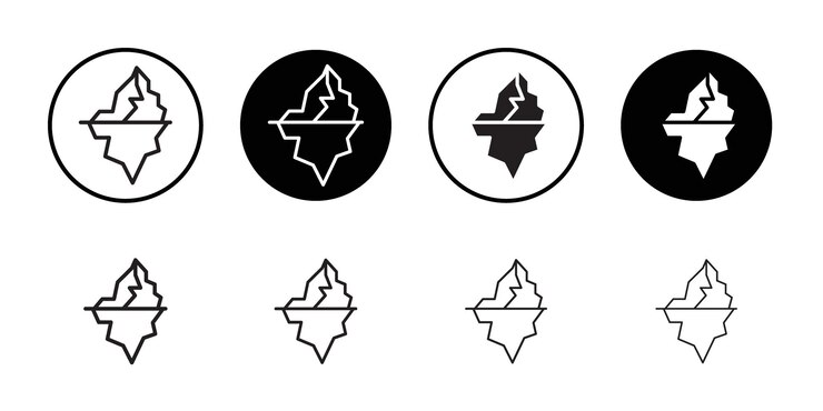 Vector icono del iceberg ilustración plana de línea delgada
