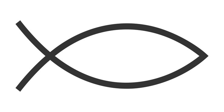 Vector ícono de ichthys jesús pez símbolo bíblico shibboleth secreto en la religión cristiana