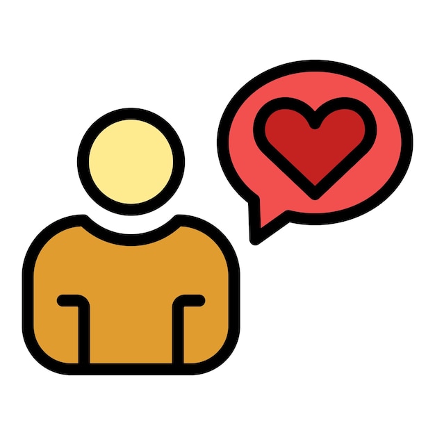 El icono de la idea del amor El contorno del icono del vector de la ideia del amor El color es plano y aislado