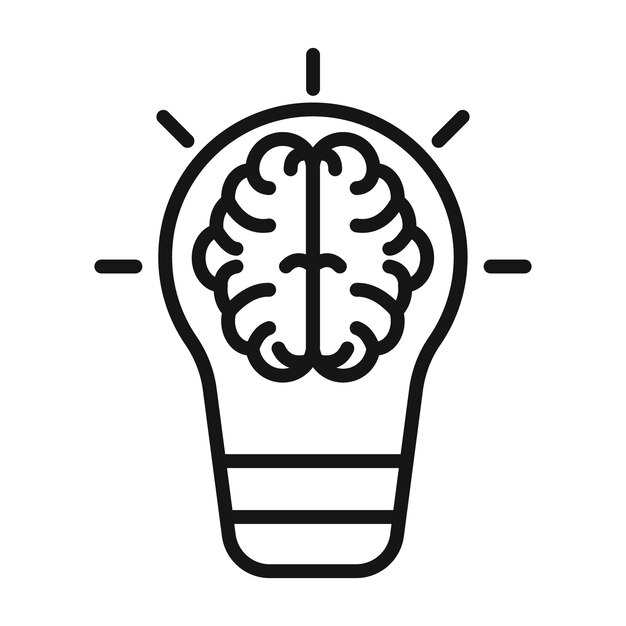 Icono de la idea del cerebro Vector de arte de línea negra