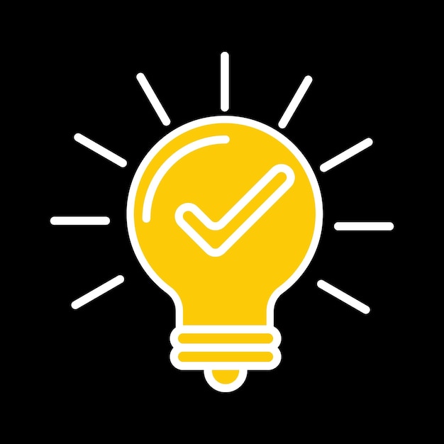 Icono de idea plana objeto de diseño de arte de clips vectorial símbolo de contorno único de bombilla para diseño web