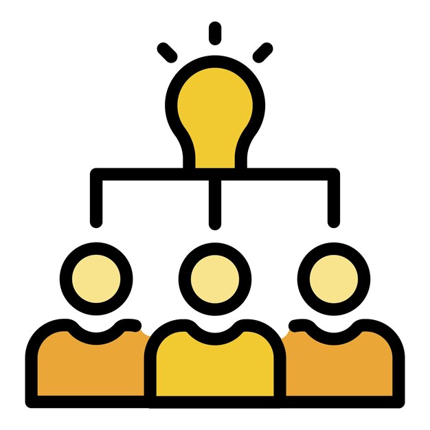 Icono de idea de trabajo en equipo Contorno idea de trabajo en equipo vector icono color plano aislado