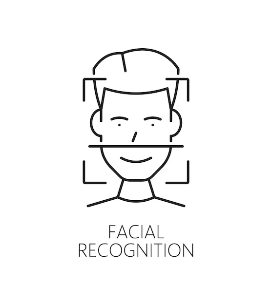 Vector icono de identificación biométrica de reconocimiento facial