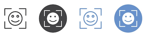 Icono de identificación facial Arte plano en blanco y negro aislado