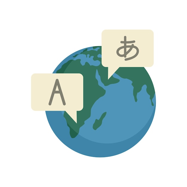 Icono de idioma extranjero global Ilustración plana del icono de vector de idioma extranjero global aislado sobre fondo blanco