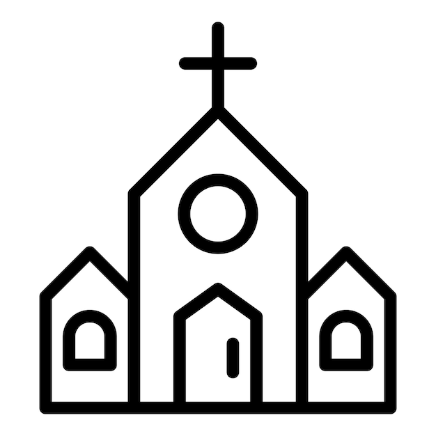 Icono de la iglesia catedral Icono de vector de la iglesia catedral de contorno para diseño web aislado sobre fondo blanco