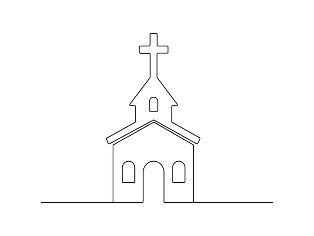 Icono de la iglesia ilustración vectorial de arte de una línea