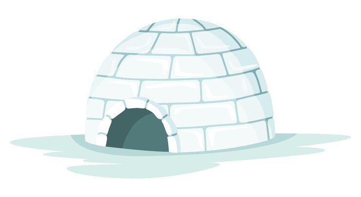 Vector icono de iglú cartoon vector icehouse construcción de invierno a partir de bloques de hielo casa de pueblos esquimales aislada sobre fondo blanco