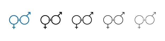 Icono de igualdad de género Logotipo vectorial de esquema para la web ui