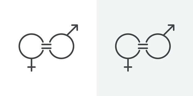 Ícono de igualdad de género Signo vectorial de contorno
