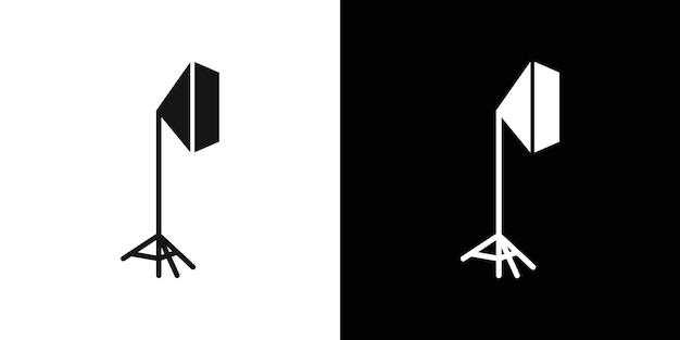 icono de iluminación de fotografía conjunto de logotipo vectorial de arte de línea negra