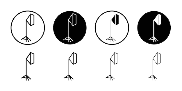 icono de iluminación de fotografía Ilustración de línea delgada plana vectorial