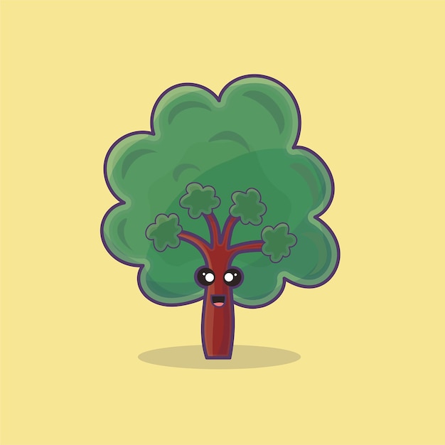 icono de ilustración de árbol lindo vector