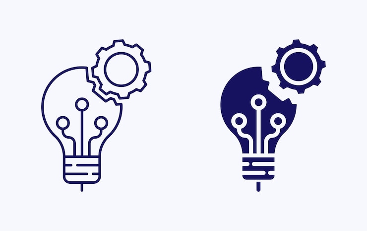Vector icono de ilustración de bombilla de innovación tecnológica