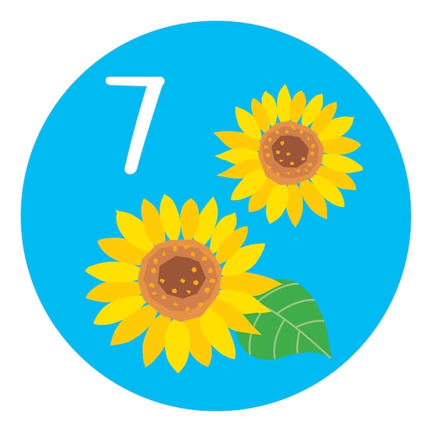 Icono de ilustración del calendario para julio. esto es girasoles.