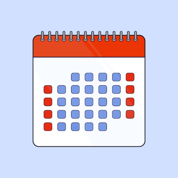 Icono de ilustración de calendario plano Icono de calendario vectorial mensual anual
