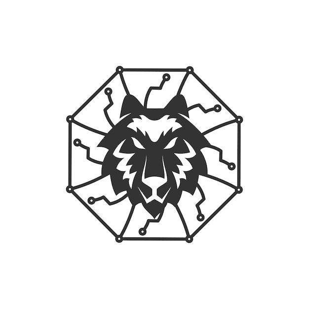 Icono Ilustración Circuito Eléctrico Lobo Marca Aislado