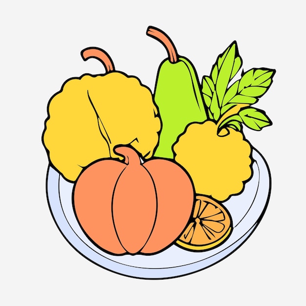 Icono de ilustración de color de la línea de alimentos vectorial