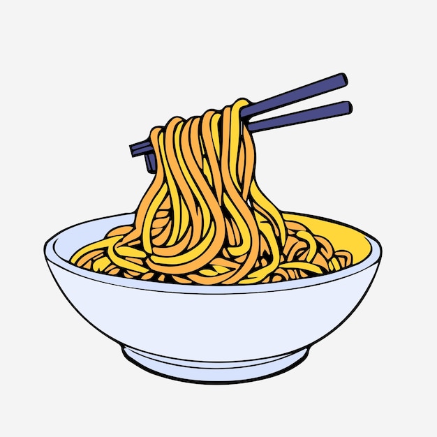 icono de ilustración de color de la línea de fideos vectorial