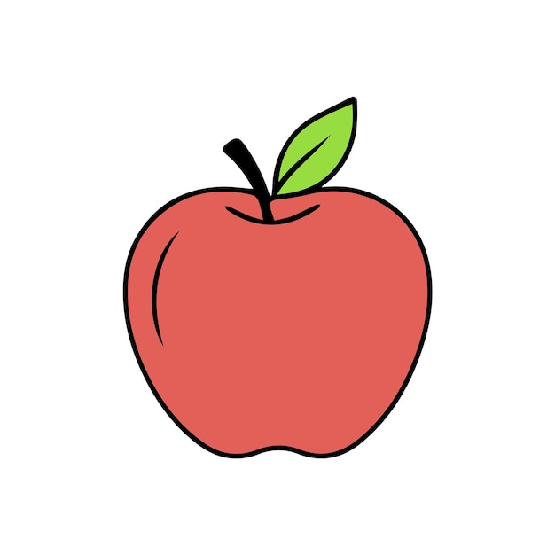 icono de ilustración de color de línea de manzana vectorial