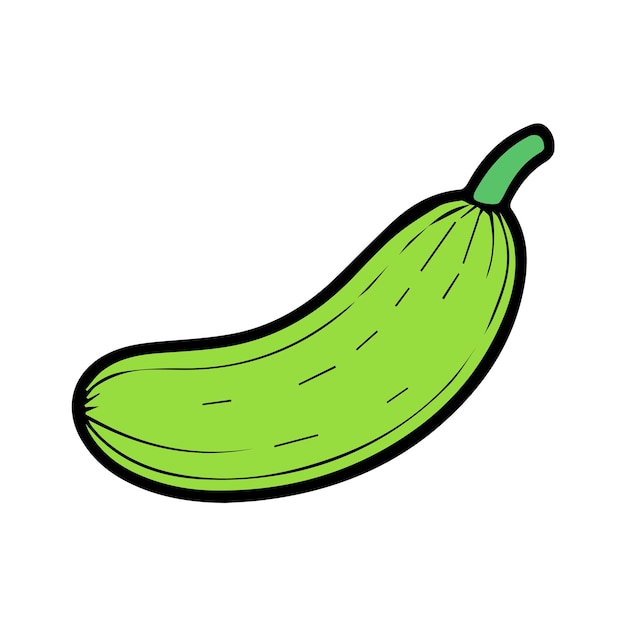 Vector icono de ilustración de color de línea de pepino vectorial