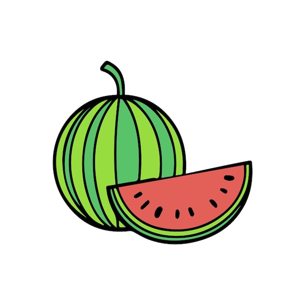 icono de ilustración en color de la línea de sandía vectorial