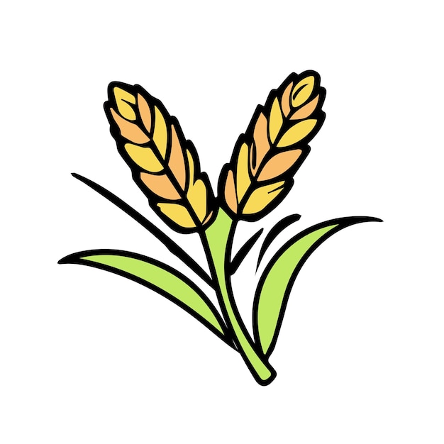icono de ilustración de color de la línea de trigo vectorial