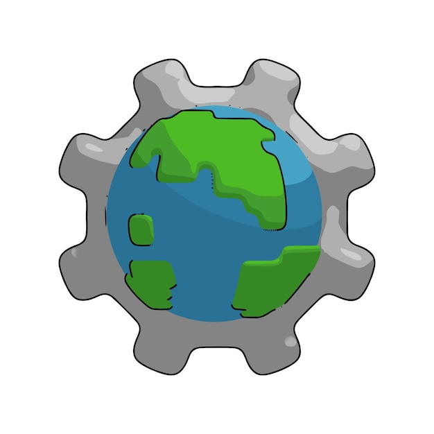 Icono de ilustración de dibujos animados del Día de la Tierra de amor Earth Gear
