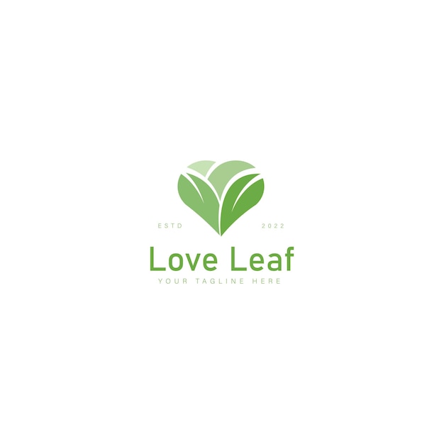 Icono de ilustración de diseño de logotipo de hoja de amor
