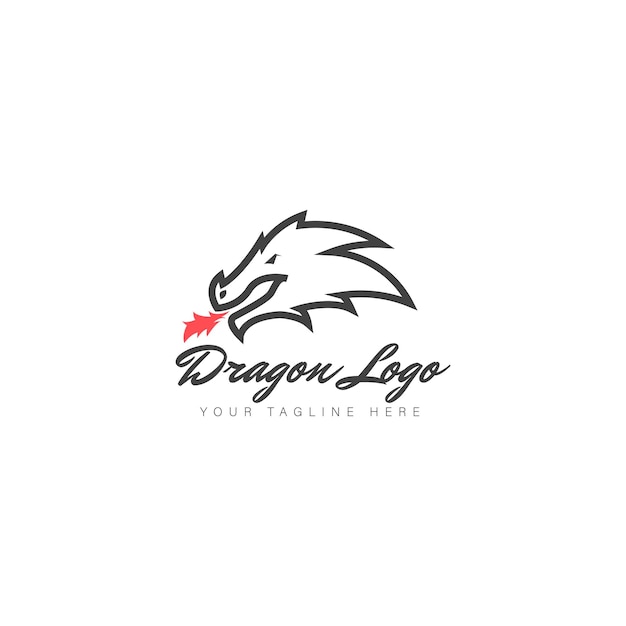 Icono de ilustración de diseño de logotipo de línea de dragón