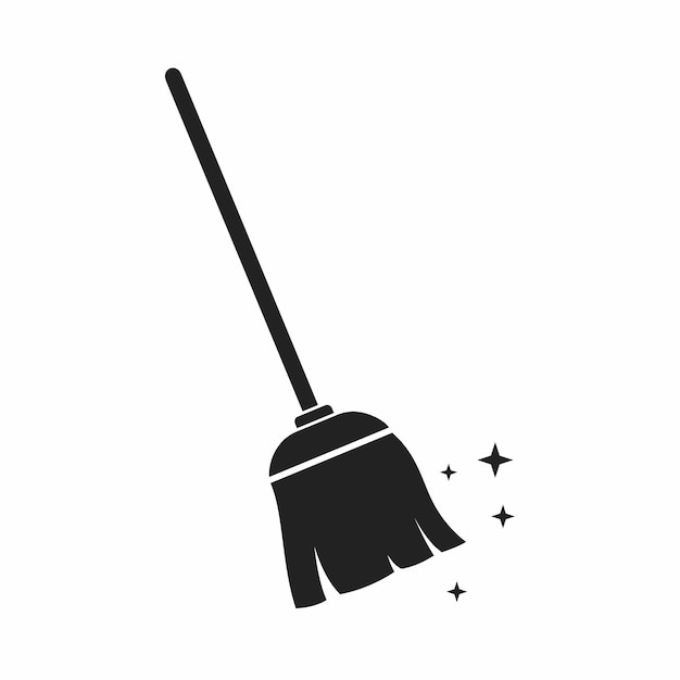 icono de ilustración de escoba en fondo blanco