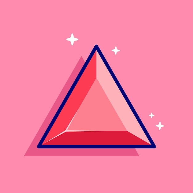 Icono de ilustración de la forma de un triángulo de diamante rojo vectorial