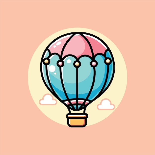 icono de ilustración de globo de aire caliente de diseño vectorial lindo